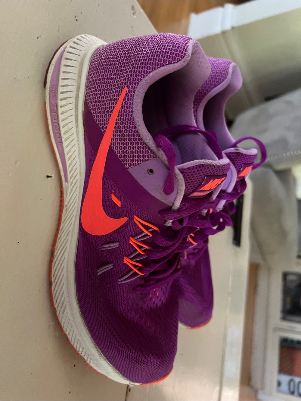 Nike Women's Purple Running Sneakers with Orange Accents - Picture 2 of 5